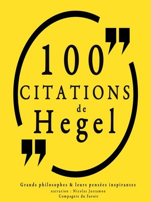 cover image of 100 citations de Hegel